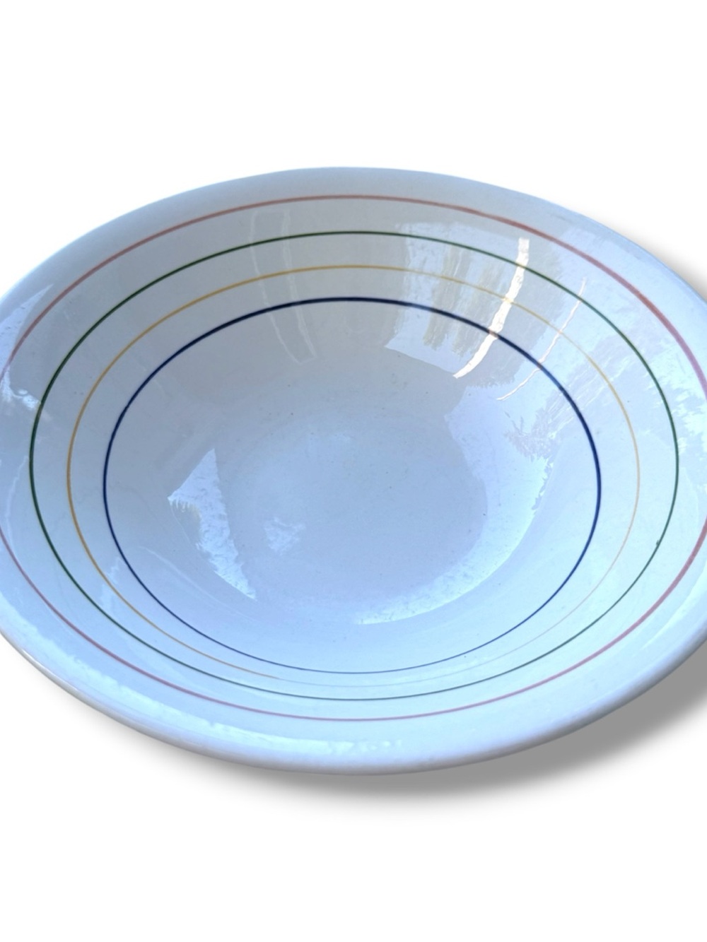 Sunnycraft Rainbow Bowl Stripe White Genuine Ironstone Hand Painted Oven Proof